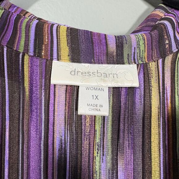 Dressbarn Purple Striped Fairycore Button Up Shirt - Size 1X - Women's Plus Size - Picture 5 of 7